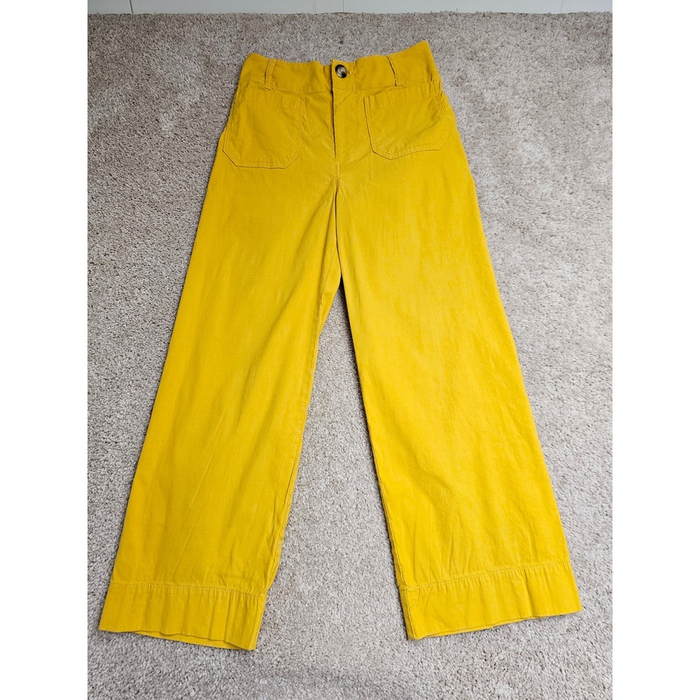 Maeve Anthropologie The Colette Wide Leg Pants Mustard Yellow Size 26